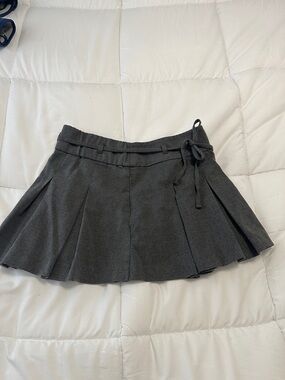 Hollister Charcoal Gray Pleated Skirt with Side Tie